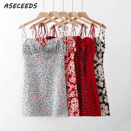 Summer dress women Vintage lace up beach party dress 2019 boho elegant floral sexy cami mini dress Kwaii korean clothes vestidos